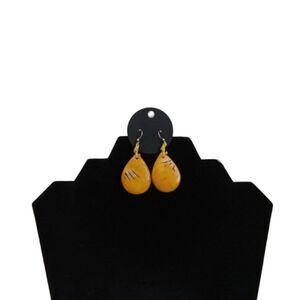 Orange and Yellow Teardrop Shaped Tagua Nut Dangle Drop Style Fashion Earrings